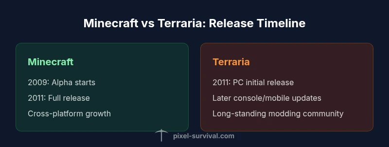 Minecraft vs Terraria release timeline infographic