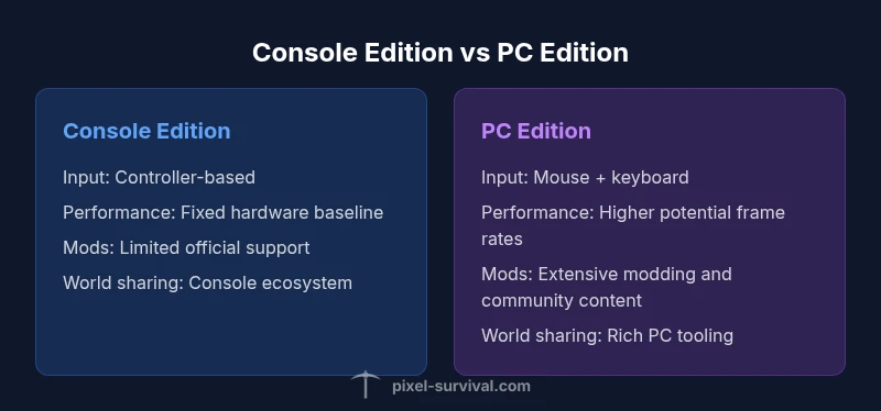 Infographic comparing Console Edition and PC Edition of Terraria