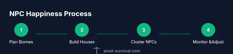 Process diagram of planning, housing, clustering NPC happiness in Terraria