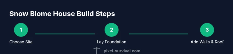 Process diagram showing steps to build a snow biome house in Terraria