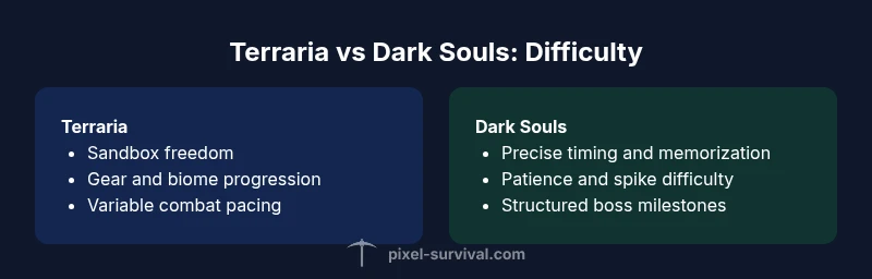 Infographic comparing Terraria and Dark Souls difficulty factors