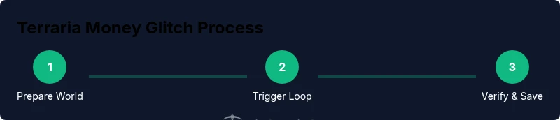 Process diagram showing Terraria money glitch steps
