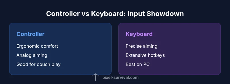 infographic comparing controller vs keyboard input for Terraria