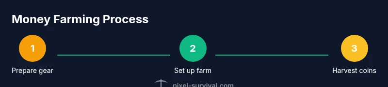 Process infographic showing money farming steps in Terraria