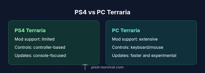 Infographic comparing PS4 Terraria and PC Terraria