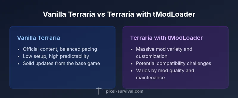 Comparison of vanilla Terraria and modded play using tModLoader