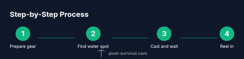 Tailwind styled infographic showing a 4 step fishing process in Terraria