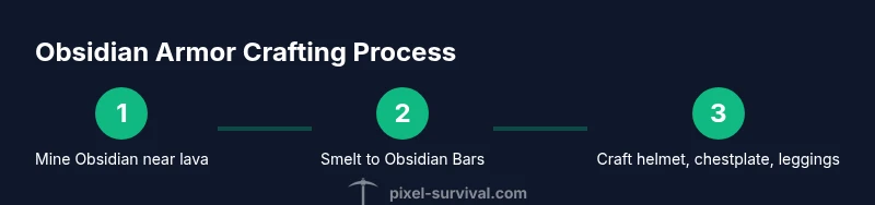 Infographic showing steps to craft Obsidian Armor in Terraria