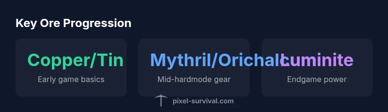 Infographic showing ore progression tiers in Terraria