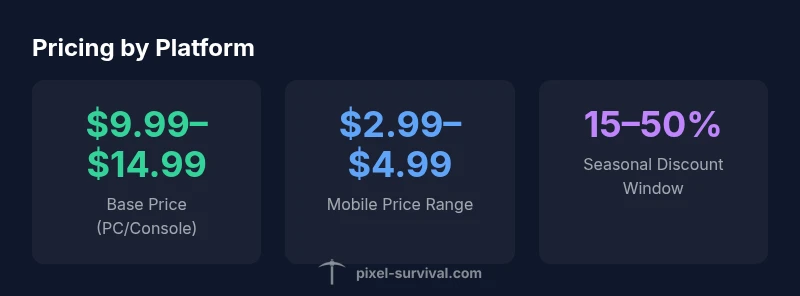 Pricing by platform for Terraria: base, mobile, and discounts