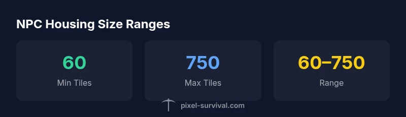Infographic showing Terraria NPC housing size range