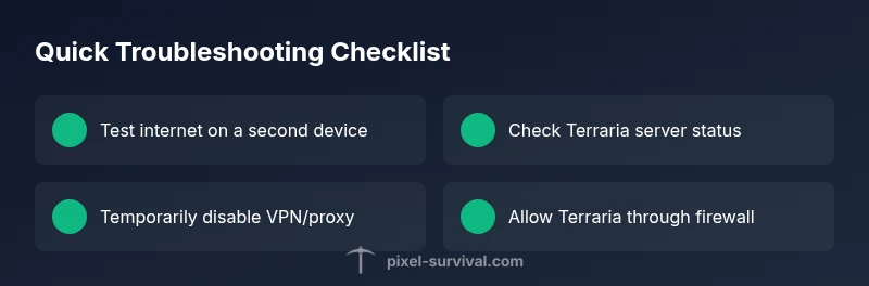 Checklist for Terraria server connection fixes