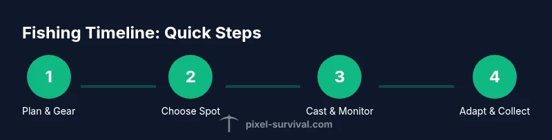 Infographic showing a four-step fishing process in Terraria
