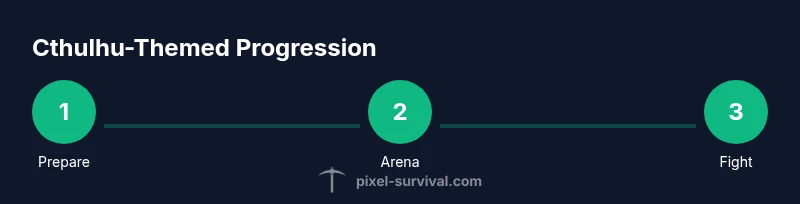 Infographic showing three-step process for Cthulhu-themed Terraria progression