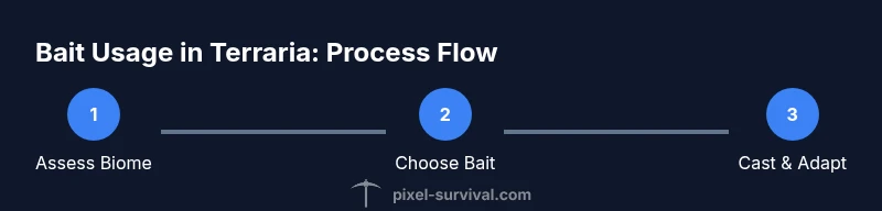 Infographic showing a three-step bait usage process in Terraria
