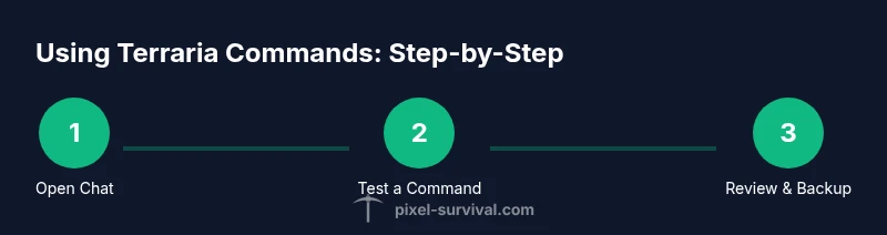 Infographic showing steps to use Terraria commands