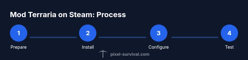 Process diagram showing steps to mod Terraria on Steam