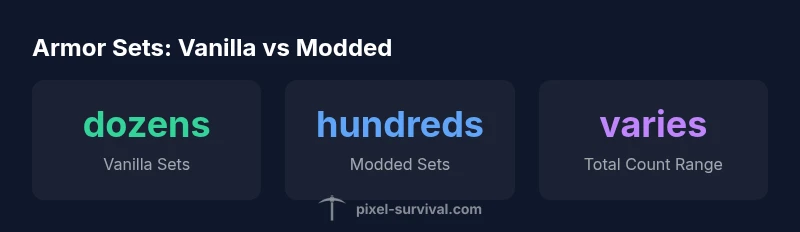 infographic showing counts of armor sets in vanilla vs modded Terraria