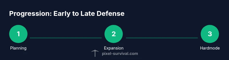 Infographic showing early to late defense progression in Terraria