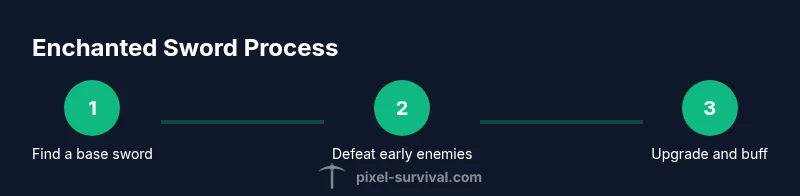 Process infographic showing steps to obtain enchanted sword in Terraria
