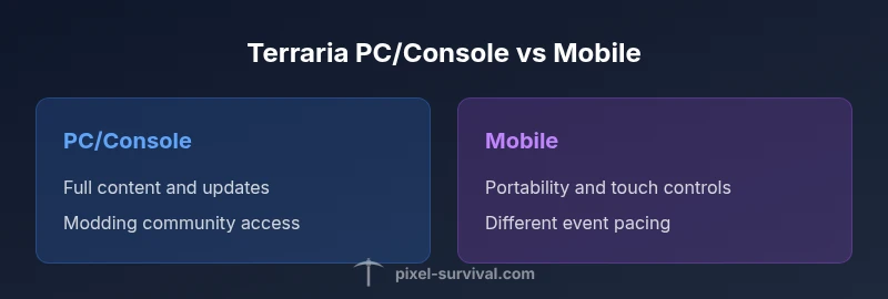 Terraria PC/Console vs Mobile edition infographic