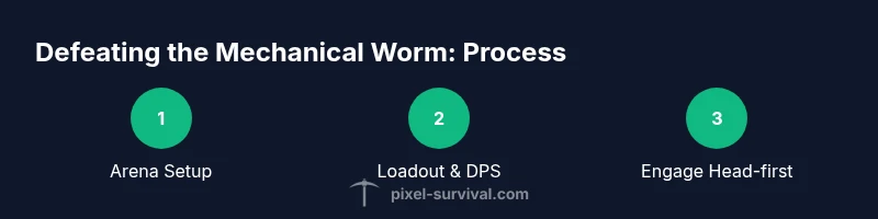 Infographic showing a 3-step process to defeat The Destroyer in Terraria
