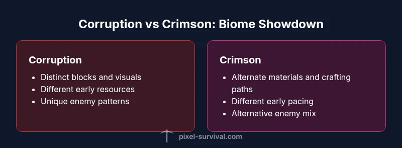 Comparison infographic of corruption vs crimson in Terraria