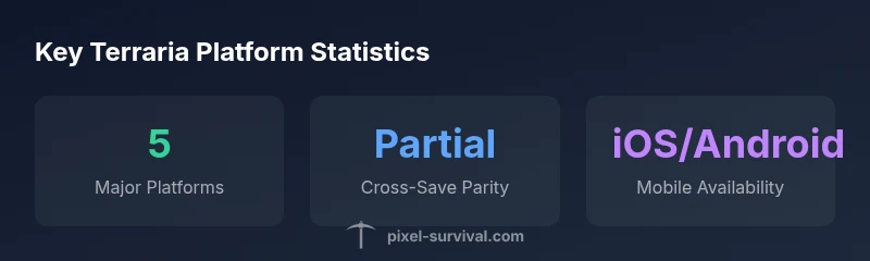Infographic showing Terraria platform availability across PC, consoles, and mobile
