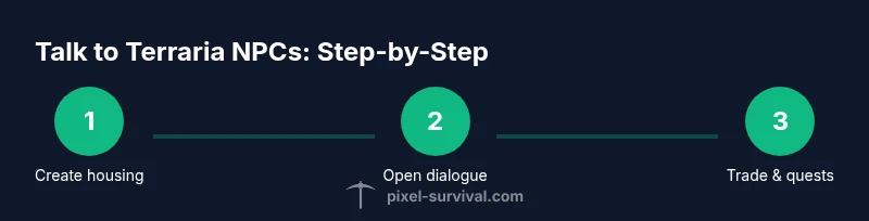 Infographic showing steps to talk to Terraria NPCs