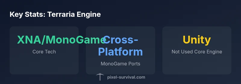 Diagram showing Terraria engine details: XNA/MonoGame and Unity not used