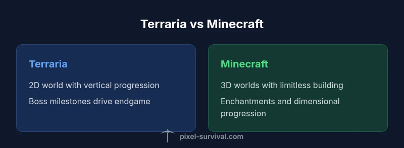 Infographic comparing Terraria and Minecraft features