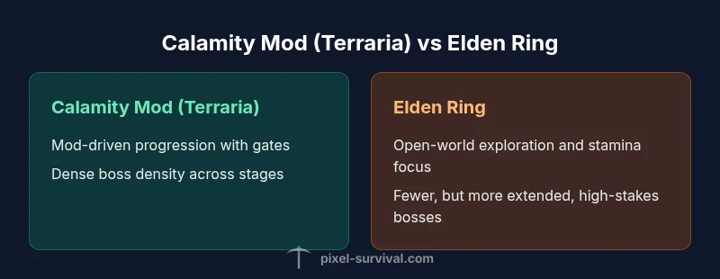 Infographic comparing Calamity Mod in Terraria with Elden Ring difficulty