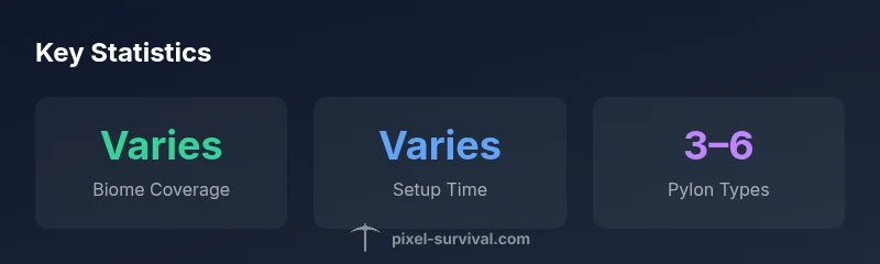 Infographic showing biome teleport network statistics and pylon types