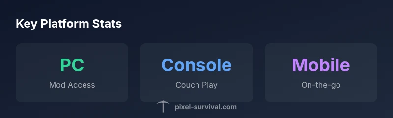 Infographic showing platform categories for Terraria: PC, Console, Mobile