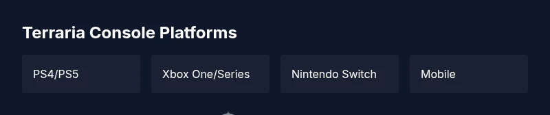 Infographic showing Terraria console platforms