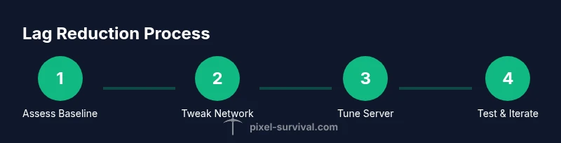 Infographic showing a four-step process to reduce lag in Terraria multiplayer
